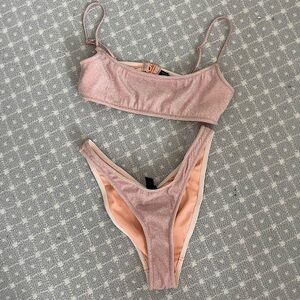 Triangl Pink Sparkly Bikini Size Medium